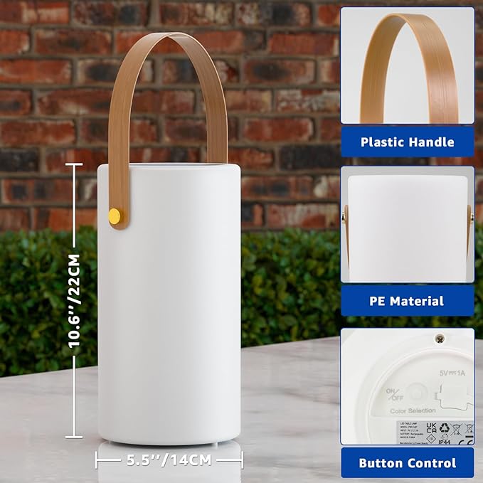 uuffoo 2-Pack Solar Table Lamp Outdoor Lantern 2 in 1 Charging Portable LED Cordless Lights with Remote 8 Colors, Water-Resistant IP44 for Patio Terrace Camping Garden Balcony