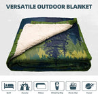 Outdoor Camping Blanket with Sherpa Lining, Extra Warm Thick Camp Blankets and Puffy Ultralight Soft Poncho DWR Camping Quilt for Cold Weather, Adventure, Sleeping, Backpacking 78"x 56"