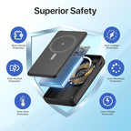 Magnetic Portable Charger, 10000mAh Wireless Power Bank with Stand and USB C in/Out LED Display, Battery Pack for iPhone 16/15/14/13/12/Pro/Mini/Pro Max