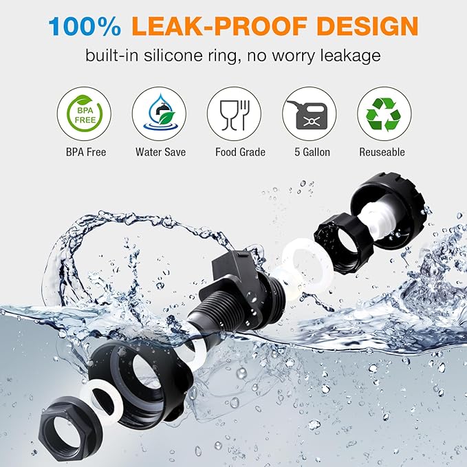 5 Gallon Water Jug, Camping Water Container BPA Free Water Storage with Spigot No Leakage Portable Emergency Water Tank for Outdoor Hiking Camping Picnic Supplies Black