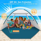 COMMOUDS Beach Tent Sun Shade for 3/4-5/6-7/8-10 Person, UPF 50+ Beach Sun Shelter Canopy Tent, Lightweight, Easy Set Up and Carry