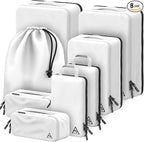 8-Piece Deluxe Compression Packing Cubes Travel - Maximize Space In Luggage With Double Capacity Design, Luxury Compressible Packing Cubes For Travel, Large, Small, & Medium Set