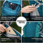 MOUNTAINTOP Hiking Backpack,Lightweight Travel Backpack for Men Women Outdoor Backpacking, Camping