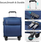 Hanke 16 Inch Underseat Carry On Luggage with Spinner Wheels Airline Approved, Small Rolling Suitcase Softside Underseater Lightweight TSA Travel Roller Suitcase Carry-On Bag(Blue)
