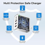 3Pack USB C Fast Charger Block, 60W 5-Port USB C Wall Charger 30W Type C Charging Block, 2USB C+3USB A PPS/PD 3.0 Multiport Charging Cube for iPhone 17 16 15 14 Pro Max,for Galaxy S25 S24 Ultra, i Pad