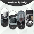 Oversized Camping Chair, Double Folding Loveseat Camping Couch with Pocket, Cup Holder and Carry Bag, Heavy Duty Portable Camping Chairs for Adults, Fishing, Sports, Trip, up to 660lbs, Black