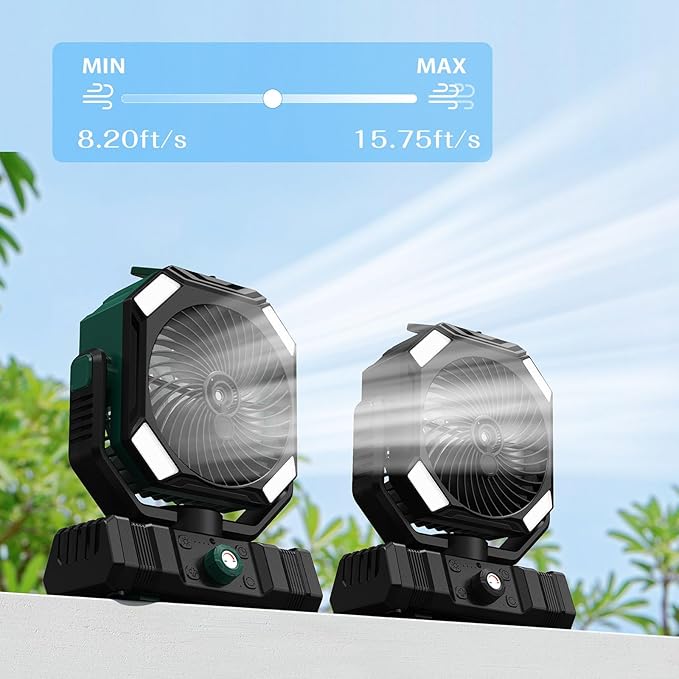 Portable Misting Fan, 20000mAh Battery Operated Fan with 300ml Tank, 45°-90° Oscillation & 270° Rotation, Timer & Lighting, Handheld Camping fan for Indoor, Outdoor, Patios, Tent, Travel, Desk