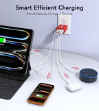 [2Pack] 40W USB C Wall Charger, Super Fast Charging Block PD+QC 4 Port Charger Cube for iPhone 17/16,iPad Pro/Mini/Air, iPod Nano, iPod Touch, Switch, Smart Phone, Smartwatches and Tablet(Red)
