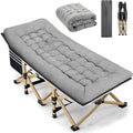 Fragess Portable Camping Cot, 600LBS Max Load, Extra Wide with Thick Mattress, Folding Cot for Outdoor Camping/Office, Home Nap (Grey)
