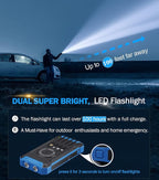 GOODaaa Power Bank Wireless Charger 36000mAh Built in 4 Cables Six Outputs 15W Fast Charging Power Bank for All Mobile Devices Three Inputs Solar Portable Charger with Dual Flashlights, Carabiner