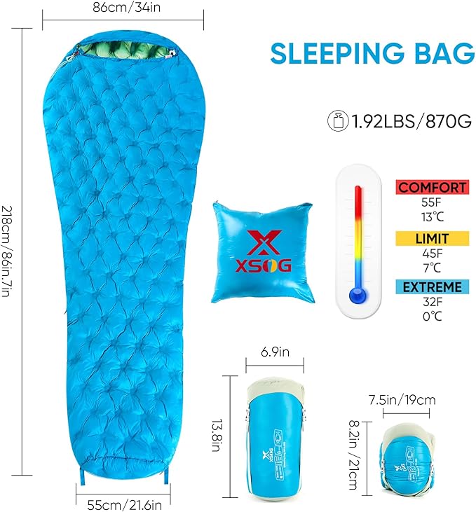 Ultralight Down Sleeping Bag for Adults, 1.92lbs 32-55F 650 Fill Down, Lightweight Compact Mummy Backpacking Sleeping Bag for Outdoor Camping and Hiking, Compressible -MFH500