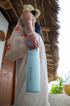 LifeStraw Go Series – Insulated Stainless Steel Water Filter Bottle for Travel and Everyday Use, Removes Bacteria, Parasites and Microplastics, Improves Taste, 18oz Seafoam