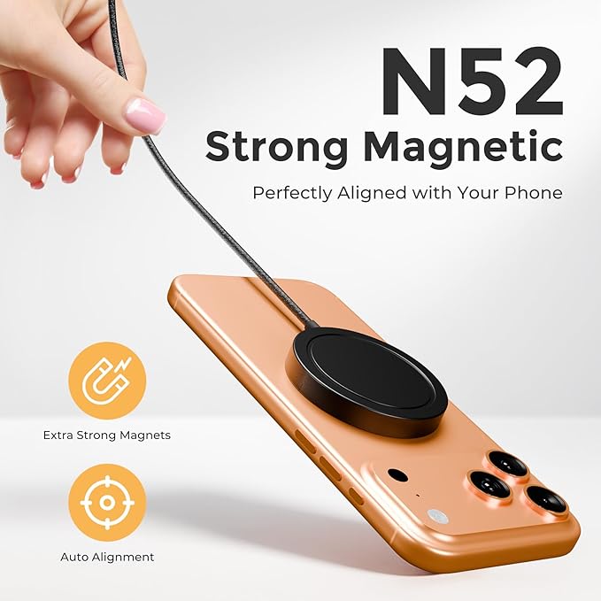 Magnetic Qi2 Wireless Charging Pad: 25W Mag Fast Charger for Google Pixel 10 iPhone 17 16 Pro Max 16e 15 14 13 12 AirPods & Samsung Galaxy Series Gift Ideal for Desk & Travel (Black, 1Pack)