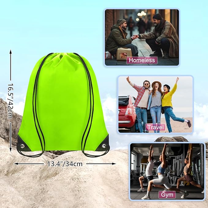 Grneric Drawstring Bags Bulk 14 Pcs Drawstring Backpack Bulk Cinch Bag Sackpack for Men Women Gym (Light Green)