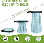 Deer's Life Portable Collapsible Stool with Cushion Pad, Retractable Folding Telescopic Camping Seat for Adults, Small Lightweight Sturdy Adjustable Stools for Travel,Kitchen,Garden,Fishing