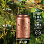 2 Pack Solar Lanterns Outdoor Waterproof, Mushroom Garden Decor Gifts for Women Mom Grandma Hanging Solar Lights Metal Solar Decoration Outside LED Lanterns for Yard, Patio, Lawn