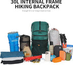 Hiking Backpack for Men and Women, 30L Waterproof Camping Backpack with 3L Water Bladder and Rain Cover, Lightweight Outdoor Sport Travel Daypack Rucksack for Climbing Cycling (Dark green)