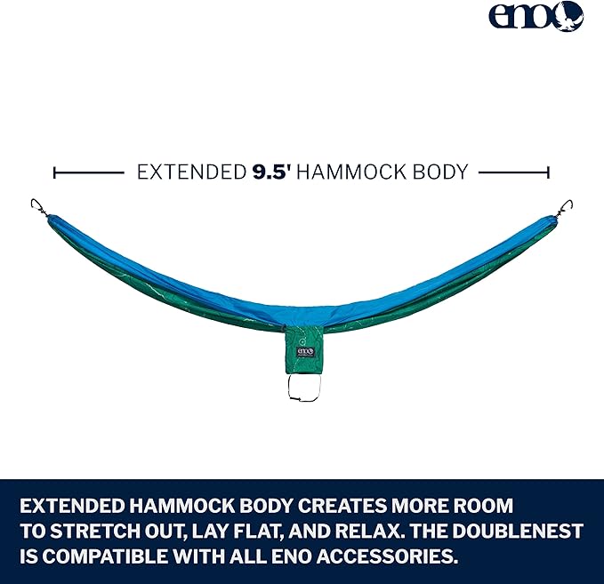 ENO DoubleNest Hammock - Lightweight, Portable, 1 to 2 Person Hammock - for Camping, Hiking, Backpacking, Travel, a Festival, or The Beach - Pacific Crest Trail Association/Teal