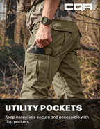 CQR Men's Tactical Pants, Water Resistant Ripstop Cargo Pants, Lightweight EDC Work Hiking Pants, Outdoor Apparel