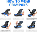 Crampons Ice Cleats Traction Snow Grips for Boots Shoes Women Men Anti Slip 19 Stainless Steel Spikes Safe Protect for Hiking Fishing Walking Climbing Mountaineering