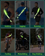 LED Reflective Belt Sash - 5 Lights Colors & 3 Light Modes High Visibility Night Safety Belt, Rechargeable Light Up Running Gear Adjustable Vest Straps for Runners Walkers Men Women