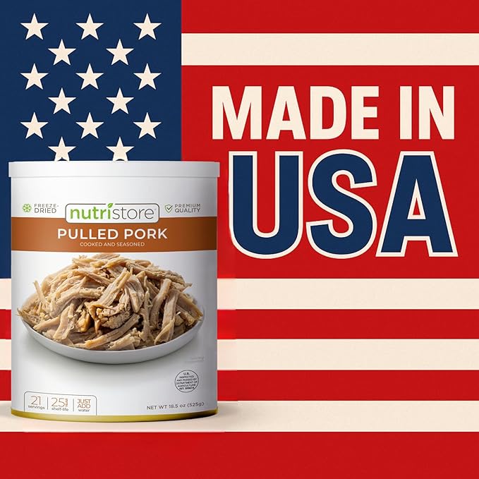 Nutristore Freeze-Dried Pulled Pork | Premium Emergency Survival Food | Long Shelf Life | Protein-Rich Prepper Pantry Staple | Beef, Chicken, Sausage, and More | Bulk Food Storage, 1-Pack
