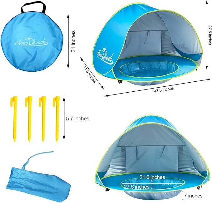 Monobeach Baby Beach Tent Pop Up Portable Shade Pool UV Protection Sun Shelter for Infant