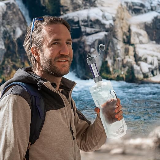 Personal Straw Water Filter - Water Filtration System, Straw Water Purification System, Portable Water Purifier - Outdoor Emergency Survival Gear for Hiking, Camping Accessories and Travel