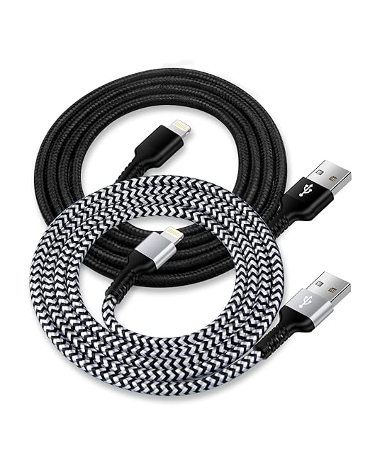 USB A to Lightning Cable-2Pack/6Ft Nylon Braided Long iPhone Charger Chord, Apple Approved Fast Charging Power Cord for iPhone 14, 13 Pro Max, 13Pro, 13, 13 Mini, 12 11 10 XR XS X 8 Plus 7 6 Cargador