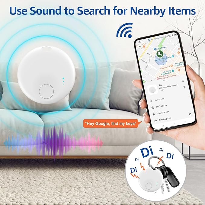 Tracker Tag for Android or iOS, Tracker Tags-4 Pack Smart Tag, Dual System Both iOS and Android Tracker Tags, Apple Find My or Google Find Hub App, Keys Finder Item Locator for Wallets (White&Black)