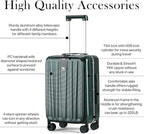 Hanke 20 Inch Carry On Luggage Aluminum Frame Front Opening Rolling Suitcase PC Hard Sided Luggage with Spinner Wheels Travel Luggage for Woman Men Gifts.(Dark Green)