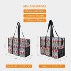 TOPDesign Utility Water Resistant Tote Bag with 13 Pockets, Top Zipper Closure & Thick Bottom Support, for Working Women