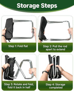 Rocalt Camping Portable Stool, Ultralight Folding Stool, Aircraft-Grade Aluminum Pocket Chairs for Adults, Outdoor Travel Stool, Fishing Chair with Built-in Storage Gag, Handbag Style