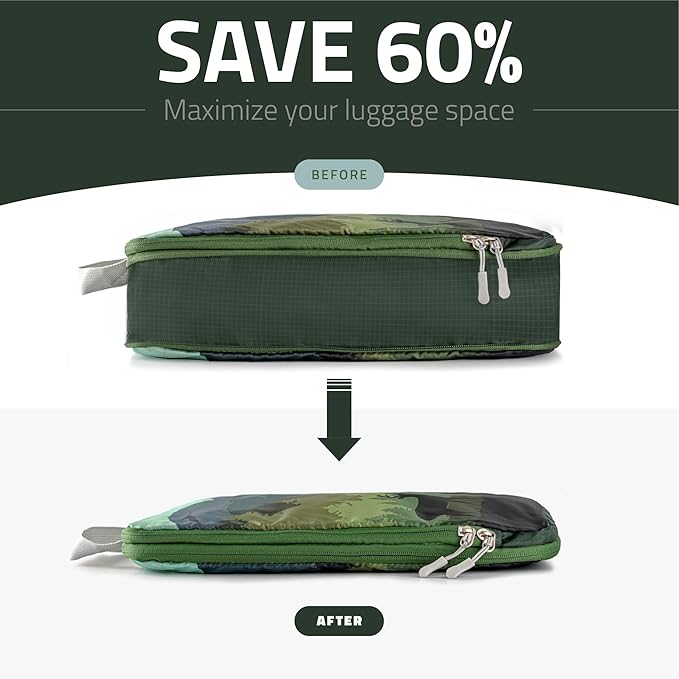 Set of 8 compression packing cubes for travel accessories- Expandable bags for clothing, toiletry, backpacks, organizing essentials (Holiday)