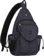MOSISO Sling Backpack,Canvas Crossbody Hiking Daypack Bag with Anti-theft Pocket, Space Gray