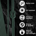 TECEUM 5/32" Paracord Rope 1000 – 1000ft / 200ft / 100ft / 50ft – Tactical Parachute Cord 4mm – 45+ Colors – Nylon String for Survival & Camping Gear – Stripe Cord for Survival – Utility Rope