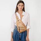 7L Sling Bag For Women Faux Leather Anti Theft Small Casual Daypack Backpack Fanny Pack Crossbody Chest Bags Purse Waterproof Tan