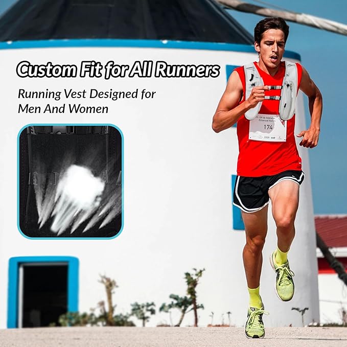 Running Vest for Women Men, Adjustable Hydration Backpack Breathable Reflective with 1.5L Water Bladder for Hiking, Trail, Running, Marathons, Cycling