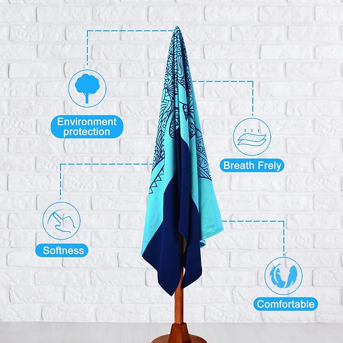 Genovega Oversized Terry Beach Towel 36 x 72 in Soft Extra Large Big Pool Swim Towels for Adult XL Clearance Big Travel Blanket Cruise Vacation Accessories Essentials Lounge Chair Cover Shark
