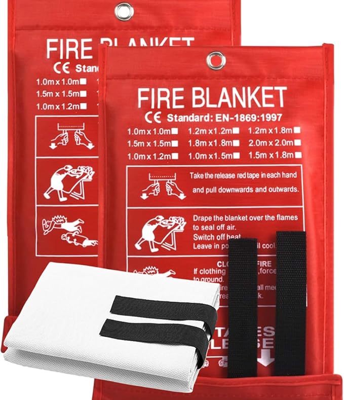 Emergency Fire Blanket for Home and Kitchen Fiberglass Fire Suppression Blanket (39''X39'') Great for School, Fireplace, Grill, Car, Office, Warehouse (2PCS)