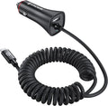 [Apple MFi Certified] Syncwire iPhone Car Charger 32W Super Fast Car Phone Charger Cigarette Lighter USB Car Adapter with Build-in 5FT Coiled Lightning Cable for Apple iPhone 14/13/12/11/XR/Max, iPad