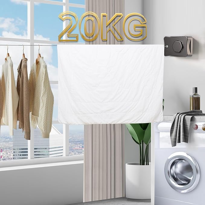 Retractable Clothesline Indoor Outdoor, 16.7 Ft Heavy Duty Wall Mount Automatic Retracting Clothes Lines for Laundry Room, Bathroom & Travel Rv