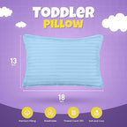Utopia Bedding Toddler Pillow (Light Blue, 2 Pack) 13x18 Pillows for Sleeping, Soft and Breathable Cotton Blend Shell, Small Kids Pillow Perfect for Toddler Bed and Travel (Intended for Age 2 and up)