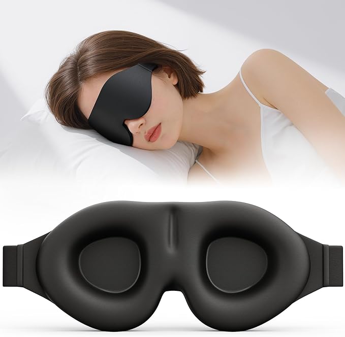Cotton Sleep Mask, 100% Blockout Eye Mask, 3D Sleep Mask for Zero Eye Pressure, Cotton Comfort for Men and Women Travel/Sleeping