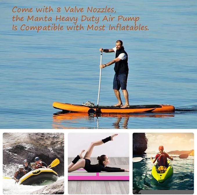 Paddle Board Pump Rechargeable Sup Air Pump Electric Portable with 10000mAh Battery, 25PSI High Pressure Inflator & Deflator for Inflatable Stand Up Paddleboards Kayak Boats Tents