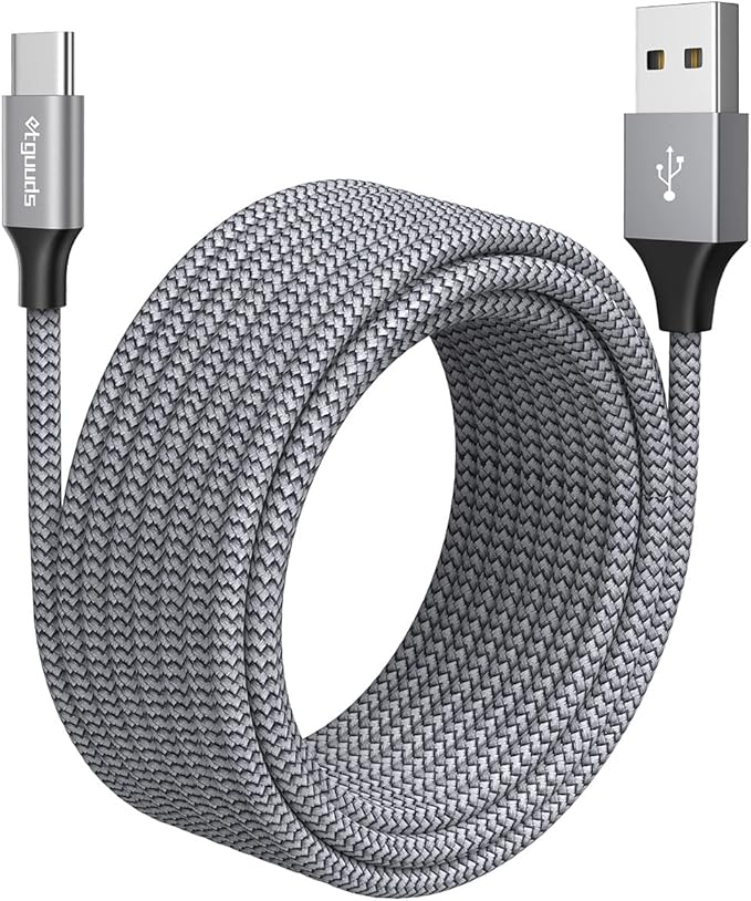 etguuds USB C Cable [20ft/6m], 1-Pack, Long USB-A 2.0 to USB-C Cable, Fast Charging Type C Charger Cord Nylon Braided for Samsung Galaxy Note, LG, Moto, Pixel, Switch, and Other USB C Devices