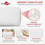 Travel & Camping Pillow - Comfortable Memory Foam Travel Small Pillow - Backpacking Pillow Easy to Carry Portable Bag Ideal for Airplane & Car Travel Pillows (White)