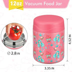 12oz Soup Thermo for Hot Food Kids Insulated Food Jar Wide Mouth Lunch Container Leak Proof Stainless Steel Vacuum Bento Box for School Office Travel Outdoors Pink-Mermaid