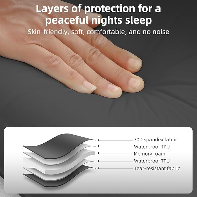 Full Self Inflating Sleeping Pad Built-in Electric Pump, 3.14" Thick Air & Memory Foam Camping Mattress, 2 Person Outdoor Camping Mat for Rooftop Tent Car Truck Van Car Traveling Double