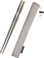 Titanium Chopsticks with Storage Bag, Lightweight Reusable Camping Cutlery, Utensils for Camping Backpacking Hiking Home, 9-inch